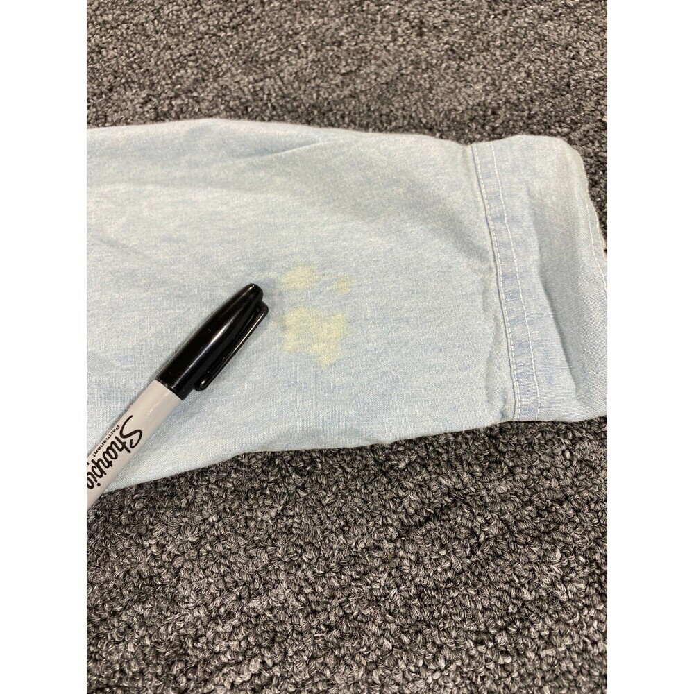 Disney Jerry Leigh Womens Small Blue Denim Button Up Long Sleeve Shirt Mickey - Picture 10 of 12